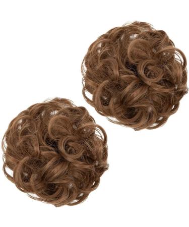 2PCS Light Auburn Messy Hair Bun Extensions - Curly Wavy Updo Scrunchies for Women - Synthetic Chignons - 30 - Buy Online on SooperMarket.com