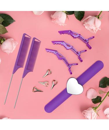 17-Piece Coldairsoap Hair Parting Tools Set with Ring Combs and Clips - Purple - Buy Online on SooperMarket.com