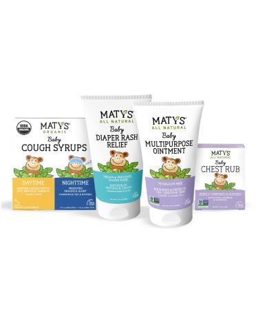 Maty s Baby Essentials Kit for New Parents Petroleum Free Baby Chest Rub Multipurpose Ointment Diaper Rash Relief USDA Baby Cough Syrup Value Pack Clean Alternatives for Newborns