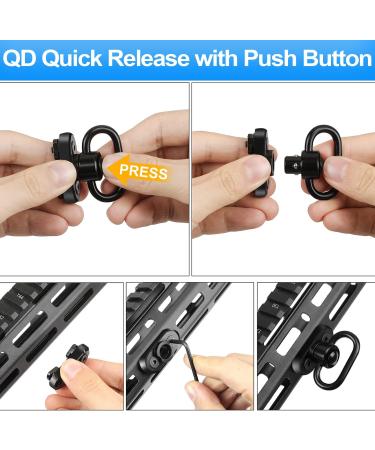 FANGOSS Two Point & Traditional Mlock Sling Rail Mounts with 1.25 Inch QD Push Button Swivel Loop - 2 Pack - Buy Online on SooperMarket.com