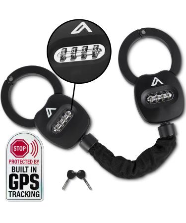 E Scooter Castle with a number code |Castle for e scooter set |Handpail lock E scooter pay 3x thicker chain |E Roller Castle Anti-theft set + false 'GPS Tracking' warning sticker