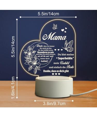 Personalized Juratar Mother's Day Gift | LED Night Lamp for Mom by Daughter & Son | Unique Birthday Gift Idea for Mama (Heart) - Buy Online on SooperMarket.com