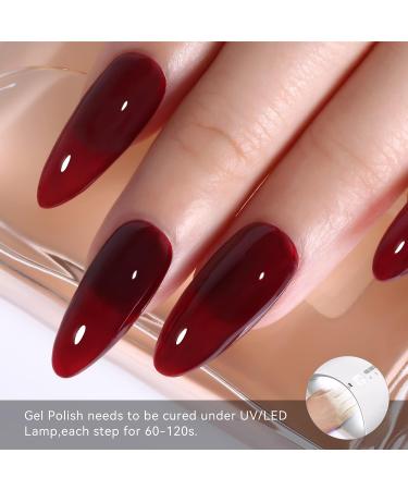YTD Likomey Nude Gel Nail Polish 15ml - Translucent Berry Red Sheer UV Gel - 0.50 Fl Oz - Buy Online on SooperMarket.com