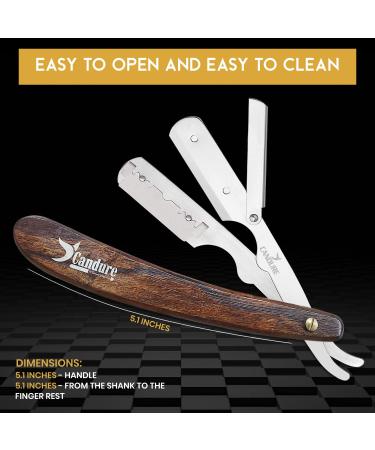 Shop Candure Men's Razor - Professional Stainless Steel Razor with Wooden Handle & 10 Extra Sharp Blades for Precision Beard Shaping - 13cm - Buy Online on SooperMarket.com