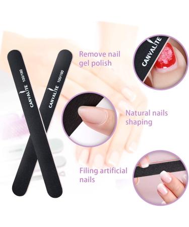 Canvalite Nail Buffer Block for Natural Nails - 4 Way 100/180 Grit File and Buffer Set - Shapes, Files, Smoothes, Shines - 9pcs - Buy Online on SooperMarket.com