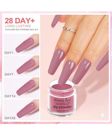 Dip Powder Nail Kit Starter Set - Honey Joy 4 Colors Light Pink Nude Skin Tone Dipping Powder Liquid with Base Top Coat Activator for Salon-Quality Manicures - No LED Lamp Needed - Buy Online on SooperMarket.com