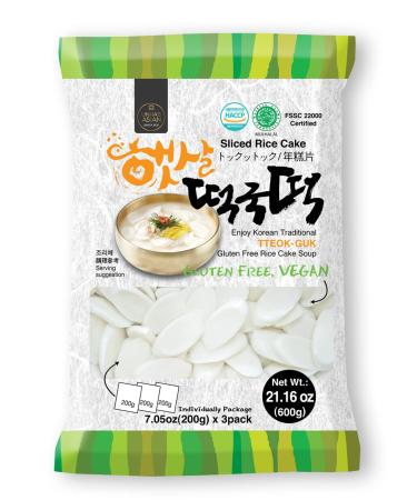 Korean Sliced Rice Cake  Chewy Tteok, Tteokbokkik, Rice Cake Soup, Vegan and Gluten Free Non-GMO 21.16 oz (7.05 oz X 3 Individual Pack)  , by Unha's Asian Snack Box