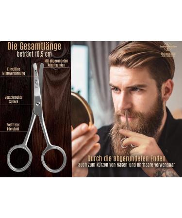 Premium 10.5 cm Beard & Nose Hair Scissors with Micro Serration - Safe Rounded Ends - International Shipping Available - Buy Online on SooperMarket.com
