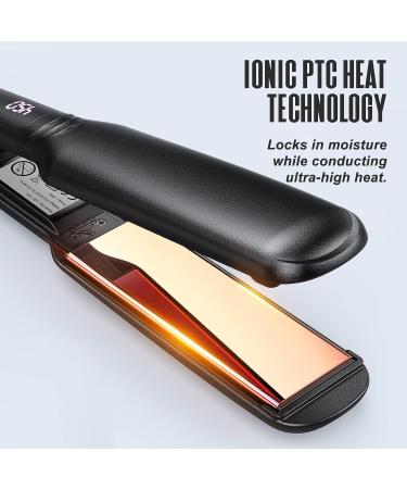 VANESSA PRO 2 Inch Pure Titanium Hair Straightener Flat Iron - One Pass Sleek Look, Beautiful Curls & Straightening Power - Buy Online on SooperMarket.com