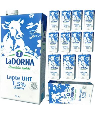 La Dorna Milk%1 5 Fat Milk 1000 Mililiter x 12 Boxes