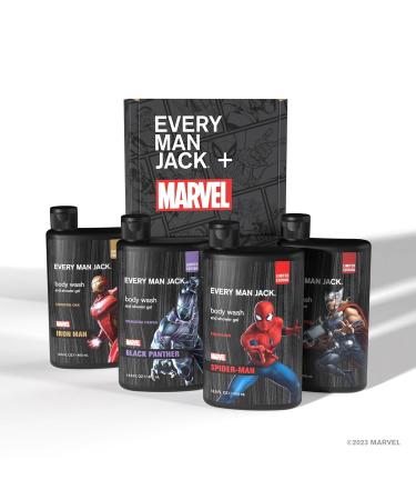Every Man Jack Marvel Collectors Box - Body Wash Gift Set | Vegan & Clean Ingredients | Fresh Air Coastal Thunder Crimson Oak Wakanda Herbs Fragrances - Buy Online on SooperMarket.com