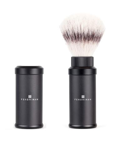 Fendrihan Black Anodized Aluminum Travel Shaving Brush Synthetic Silvertip Fibre (Made in Germany)