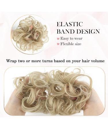 Vlasy Messy Bun Hair Piece | Curly Wavy Scrunchies Extensions | Synthetic Chignon Updo | Girls Hair Accessories (35g F16/613#) - Buy Online on SooperMarket.com