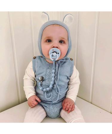 Kowlone Dummy Clips Boys Girls Silicone Soother Pacifier Chain Flexible Binky Holder Set with Texture for Teething Baby Unisex Newborn Dummies 1-Piece Design(Pastel Blue Glacier Grey) A: Pastel Blue Glacier Grey - Buy Online on SooperMarket.com