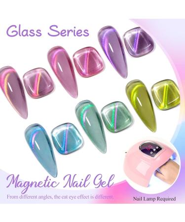 MEET ACROSS Glass Cat Eye Gel Polish Set - Colorful Magnetic UV Nail Polish for DIY Manicure | Soak Off Transparent Gel Kit - Buy Online on SooperMarket.com