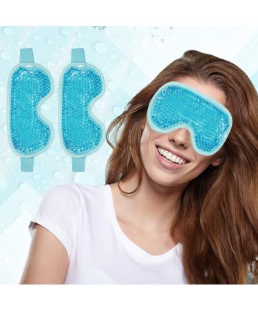 2 PCS Ice Eye Mask Reusable Hot Cold Therapy Gel Bead Eye Mask for Puffiness/Dark Circles/Eye Bags/Dry Eyes/Headaches/Migraines/Stress Relief Cooling Eye Mask Ice Pack for Eyes (Blue)