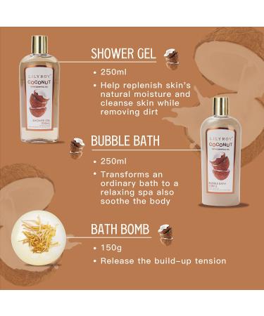 Coconut Spa Gift Set for Women - 8Pcs Spa Gift Basket with Shower Gel, Bubble Bath, Body Cream, and More in Elegant Wire Basket | Gifts for Her - Buy Online on SooperMarket.com