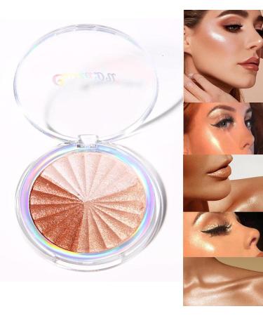 Easilydays 3 Colors Shimmer Highlighter Makeup Palette  Contour Palette Powder for Brighten Face Body Contour Gold Cheek Highlight Makeup  Eyeshadow  Blush Compact Makeup  Eyeshadow  Blush Compact Makeup  Iluminadores De...