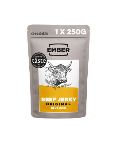 Ember snacks - biltong snack (1 x 250g original) made of British and Irish beef - high protein content - Original 1 piece (1 Pack)