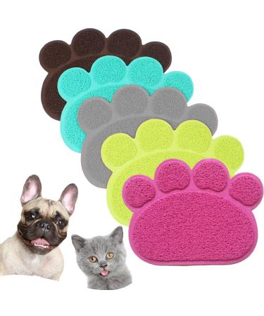 JOYJULY PVC Pet Dog Cat Puppy Kitten Dish Bowl Food Water Placemat Mat Paw Shape (Grey)