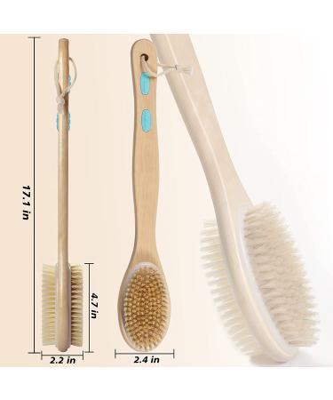 Bamboo Handled Shower Brushes for Exfoliating and Body Massage - Soft and Hard Natural Boar Bristles - Ideal for Back and Whole Body Scrubbing - Buy Online on SooperMarket.com
