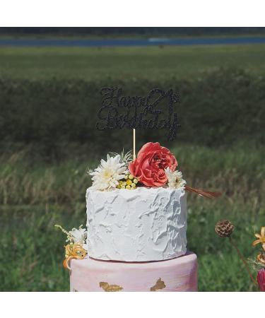 Happy 21st Birthday Cake Topper - Black Glitter 21 Cake Decoration for Party Supplies - Buy Online on SooperMarket.com