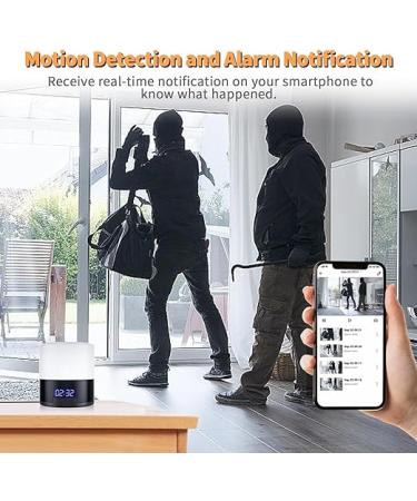 Spy Camera Hidden Camera Bluetooth Speaker  Hidden Spy Camera with Video  1080P Nanny Cam Hidden Camera with 180Â°Rotating Lens  WiFi Hidden Camera Clock Night Light with Night Vision  Motion Detection - Buy Online on SooperMarket.com