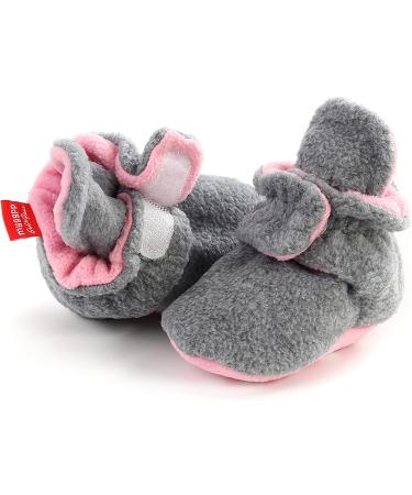 TMEOG Baby Booties Slippers | Infant First Walking Shoes | Winter Sock Crib Shoes for Boys Girls 0-18 Months | Light Grey Pink Furry | 6-12 Months - Buy Online on SooperMarket.com