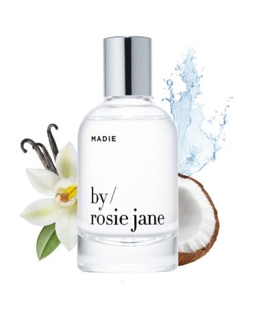 By Rosie Jane Eau De Parfum Spray (Madie) - Clean Fragrance for Women - Essential Oil Mist with Notes of Jasmine Sea Spray Coconut Vanilla - Paraben Free Vegan Cruelty Free Phthalate Free (50ml) Madie (Jasmine)