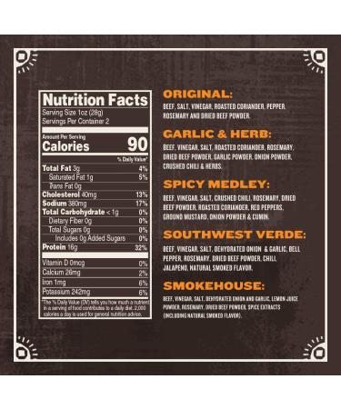 True Beef Sliced Bites Variety Pack (2 oz, Pack of 5) - All Natural Zero-Sugar Jerky Biltong - High Protein Keto Paleo Diet Snack - Sugar-Free Gluten-Free Carb-Free - Buy Online on SooperMarket.com