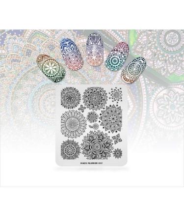 4pcs Nail Art Stamping Plates - Geometric Texture Wreath Pattern Templates for DIY Nail Design | International Shipping Available - Buy Online on SooperMarket.com