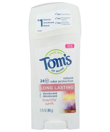 Tom's Of Maine Natural Deodorant Stick  Aluminum Free  Long Lasting  Beautiful Earth  2.25 Ounce