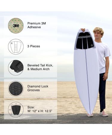 SYMPL Surfboard Traction Pad - 3 Piece Deck Pad for Surfing, Skimboarding - Maximum Grip, 3M Adhesive - Fits Surfboards, Skimboard, Longboard, Fish - Mint - Buy Online on SooperMarket.com