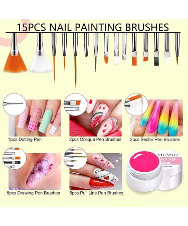 Saviland Gel Paint Kit - 36 Colors Rainbow Candy Gel Nail Polish Set with 15 Nail Brushes - Buy Online on SooperMarket.com