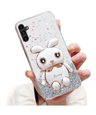 Tivenfezk nadoli for samsung galaxy s23 fe hare hidden stand shell caricature glitter rabbits stand soft silicone bling cell phone case transparent protective cover samsung galaxy s23 fe clear