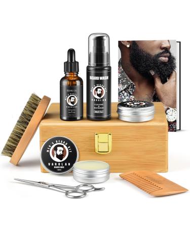 Beard Grooming Kit Birthday Gifts for Men with Beard Oil Balm Brush Wash Wax Comb Scissors 1 fl oz Beard Care Kit