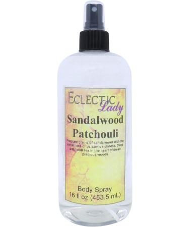Sandalwood Patchouli Body Spray Body Mist for Women with Clean Light & Gentle Fragrance Long Lasting Perfume with Comforting Scent for Men & Women Cologne with Soft Subtle Aroma For Daily Use Regular Strength 16 Fluid Ounces