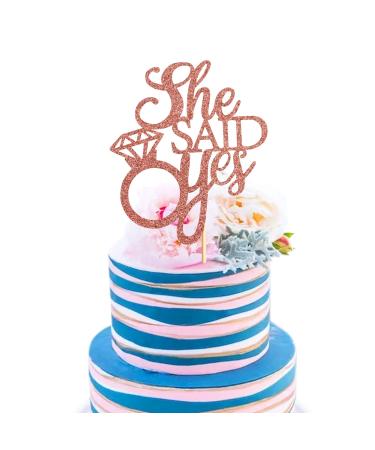 Unimall rose gold she said yes cake topper for engagement bridal shower wedding shower suggestion bachelorette party decorations deliveries multi-color-1