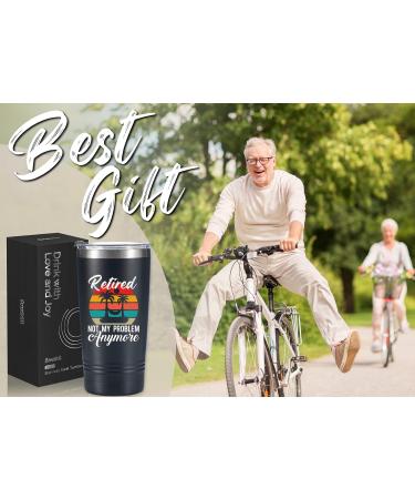 Retirement Gifts for Men and Women - Unique 20oz Tumbler Present for Retired Grandpa, Grandma, Nurse, Police, Boss, Coworker - Black 'Retired Not My Problem Anymore - Buy Online on SooperMarket.com