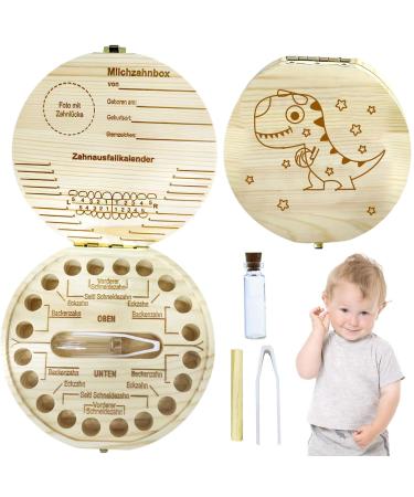 Leonshco milk tooth box for girls & boys tooth box made of wood personalized tooth fairy storage box baby tooth box souvenir tooth box milk teeth with display function baby birthday ideas gift (b)