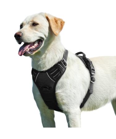 Eagloo Dog Harness No Pull Dog Harness for Large Dogs Front Clip Dog Vest Harness Adjustable Soft Padded Pet Vest Reflective No-Choke Breathable with Easy Control Handle Black L L (Pack of 1) Black