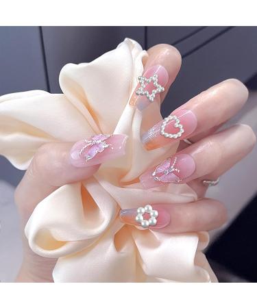 600 Pcs White Pearls 3D Nail Charms - Multi Shapes Heart Bowknot Star - Acrylic Beads for DIY Manicure & Jewelry - Buy Online on SooperMarket.com