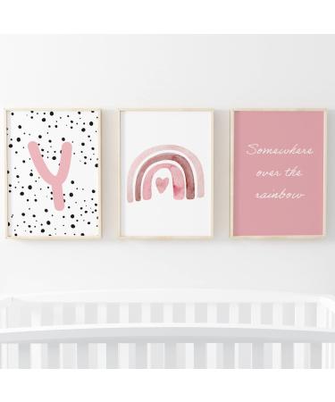Pompom Prints Set of 3 Girls Bedroom Prints Rainbow Nursery Prints Scandi Boho Style Nursery Decor Playroom Prints Picture Frames not Included (5x7 Inch Y) 5x7 Inch Y