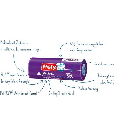 Buy Pely Drawstring Garbage Bags - 35L Anti-Odor Extra Wide Climate Neutral Value Pack (19x14) - Ships Internationally - Buy Online on SooperMarket.com
