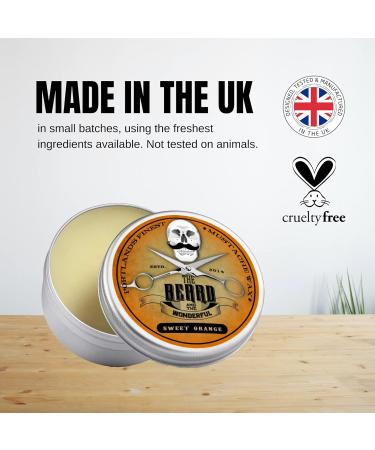 Premium 60ml Moustache Wax and Beard Wax for Strong Hold and Growth Promotion | Moisture Resistant Formula | All Natural Sweet Orange Scent - Buy Online on SooperMarket.com