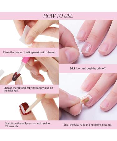 Kalolary 144PCs False Nails Set - Full Finger Acrylic Artificial Nails with Glue Stickers for Women & Girls | Nail Art DIY Decoration - Buy Online on SooperMarket.com