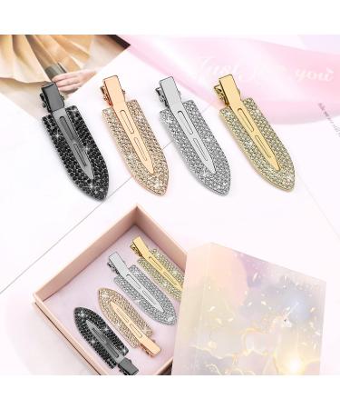 Rhinestone No Crease Hair Clips - 8 Pcs Bling Diamond Metal Pins for Styling Bangs/Waves - Non-Dent Alligator Barrettes for Women and Girls - Buy Online on SooperMarket.com