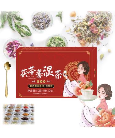 Body Dampness Clearing Herbal Tea Dampness Removing Tea Poria Herbal Tea Herbal Stone Clearing Tea 18 Flavors Liver Care Tea Chinese Nourishing Liver Tea 10Packs/ Box (1 Box(10Pcs))