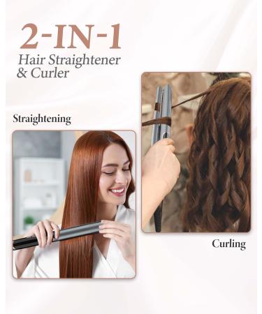 Buy ANWA Titanium 1 Inch Flat Iron Hair Straightener - 2 in 1 Curler 3D Floating Plates Professional Ionic Design Double Voltage - International Shipping Available - Buy Online on SooperMarket.com
