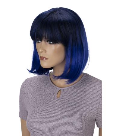 CAISHA Wig Bob Short Hair Cosplay Theater Show Heat Resistant Synthetic Straight Blue Mix SH032q blue mix #1T3500D SH032q